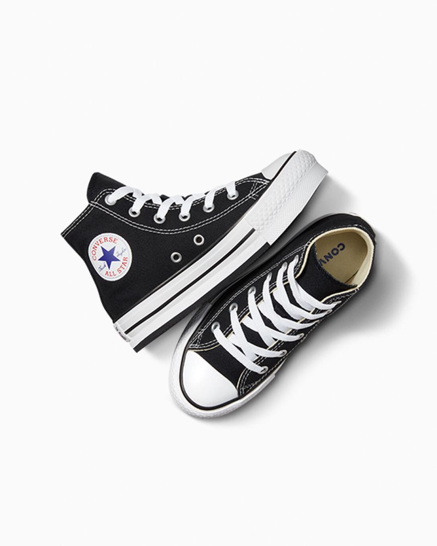 Sapatos Plataforma Converse Chuck Taylor All Star Lift Cano Alto Menina Pretas Branco Pretas | PT Q03P48T